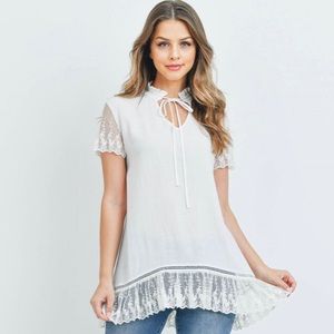White lace top Cheongsam Loose fit oversized Women’s Short Sleeve Party Evening